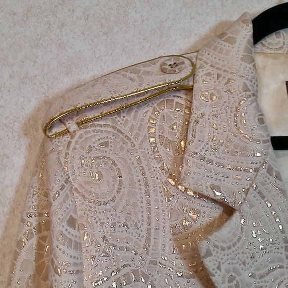 NWT Carmel Zhao Vintage Ivory&Gold lame Paisley Party Jacket w/Lining Mens Large - Picture 8 of 12
